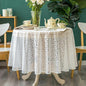 Lace Tablecloth Leaf Pattern Warp Knitting Fabric Solid White Round Table Cover for Kitchen Dining Farmhouse Wedding Party Decor Ivory, 70 Inch