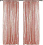 Sugargirl Rose Gold Sequin Backdrop Curtain 2 Panels 2FTx8FT Glitter Rose Gold Background Drapes Sparkle Photography Backdrop for Party Wedding Birthday Wall Decoration