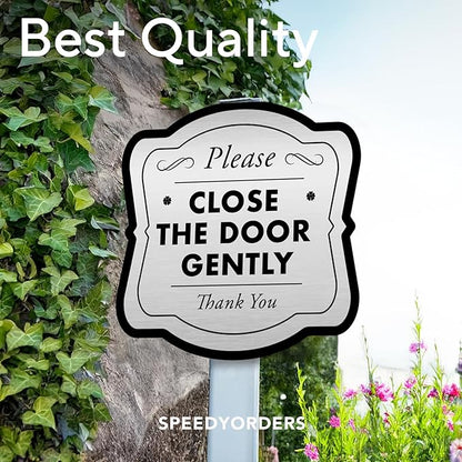 Custom Personalized Aluminum Outdoor Metal Signs, Waterproof & Made In USA - Design 3 Metallic Silver 12x12 inches Driveway Sign