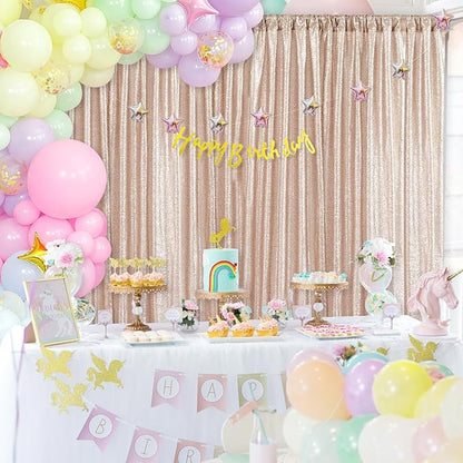 7ft x 7ft Champagne Sequin Backdrop Curtain Glitter Photo Booth Backdrop for Wedding Birthday Baby Shower Event Decorations