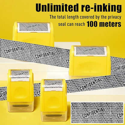 Mimorou 4 Pack Identity Theft Protection Roller Stamps Kit Confidential Privacy Roller Hidden Wide Privacy Stamp 5 Pcs Refills Security Ink for Mail Address Blocker(Yellow)