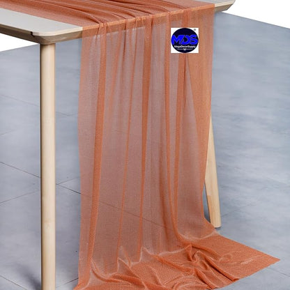 MDS Halloween Chiffon Table Runner - 12 Pack, 29 x 170 Inches, 14ft Each - Sheer Spooky Table Runners for Haunted House Parties, Trick-or-Treat Tables, Witchy Décor, Wedding & Events - Coral Peach