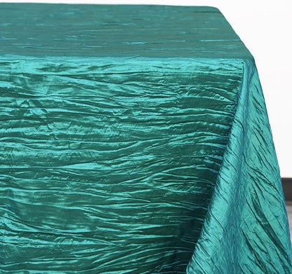 YOUR CHAIR COVERS - 90 x 132 inch Rectangular Crinkle Taffeta Tablecloth - Teal, Rectangle Table Linens for 6 ft Rectangular Tables, Wedding Crushed Table Cloth