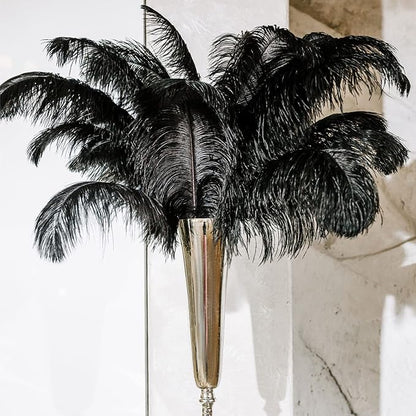 Retrowavy 30 Pcs 18-20 Inch Large Natural Ostrich Feathers Bulk for Centerpieces for Wedding Party Centerpieces Home Decoration Flower Arrangement (Black)