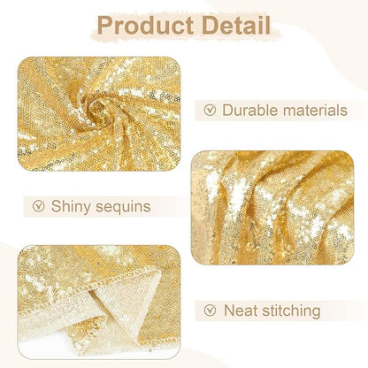 SquarePie Sequin Tablecloth 60 x 120 Inch Light Gold Reflect Lights Bling Sparkly Table Cloth for Wedding Party
