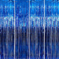GOER 3.2 ft x 9.8 ft Metallic Tinsel Foil Fringe Curtains Party Photo Backdrop Party Streamers for Birthday,Graduation,New Year Eve Decorations Wedding Decor (4 Packs,Navy)