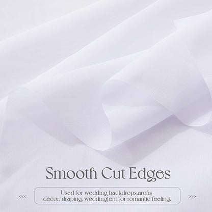VACVELT Wedding Arch Draping Fabric - White Chiffon, 1 Panel Sheer Drapes - 30 Inch x 20ft Chiffon Backdrop Curtain - Outdoor Sheer Drapery for Ceremony Party Ceiling