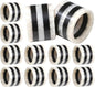 12-Pcs Epoxy Resin Napkin Rings - Handmade Elegant Napkin Holders for Table Décor, Dining, Weddings, Holidays & Special Events - Durable & Lightweight, Easy to Clean (Black White) - CLEENTABLE