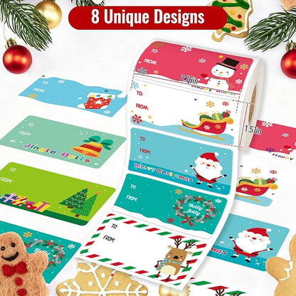 500 PCS Tags - Santa Claus Stickers, Self-Adhesive Cartoon Christmas Tags for Festival & Holiday Decor