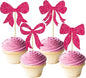 Gyufise 36Pcs Bow Cupcake Toppers Glitter Bowknot Cupcake Picks Bow Tie Birthday Decorations Princess Bow Cupcake Decorations for Bowknot Theme Baby Shower Birthday Party Supplies Rose Red