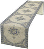 Boho Bohemia Style Table Runner, Vintage Blue Gold Retro Flower Rustic Country Style Floral Print Pattern for Home Kitchen Table Decor Dining Coffee Room Garden Party Decor 13x36in