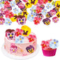 Ephlyn 64Pcs Edible Flower Cupcake Toppers Spring Bridal Engagement Baby Shower Birthday Party Cupcake Picks Anniversary Party Decorations Supplies