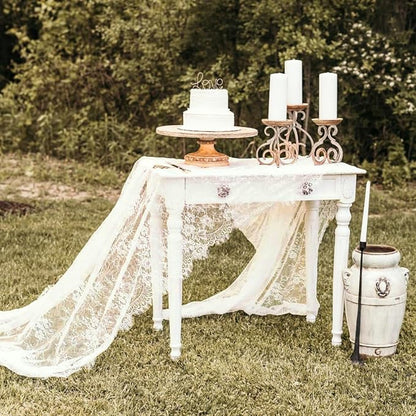 LuoluoHouse Rustic Ivory Wedding Tablecloths Lace Chic Rectangular Tablecloths for Wedding Reception Farmhouse Table Decorations 60x120 inch