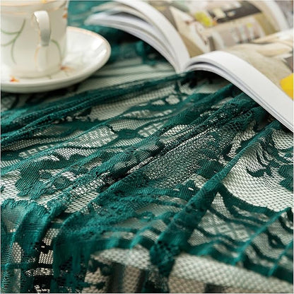 Gorgeous Round Lace Tablecloth,Vintage Floral Embroidered Table Cloths, Chic Round Table Cover for Wedding Banquet HolidayDinner Tables 60INCH (Vintage Green)