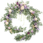 Ling's Moment 9FT Flower Garland for Backdrop Decorations - Wedding Arch Flowers, Eucalyptus & Rose, Artificial Floral Garland for Mantel - Sweetheart Table Decor for Ceremony Reception, Lilac & Gold