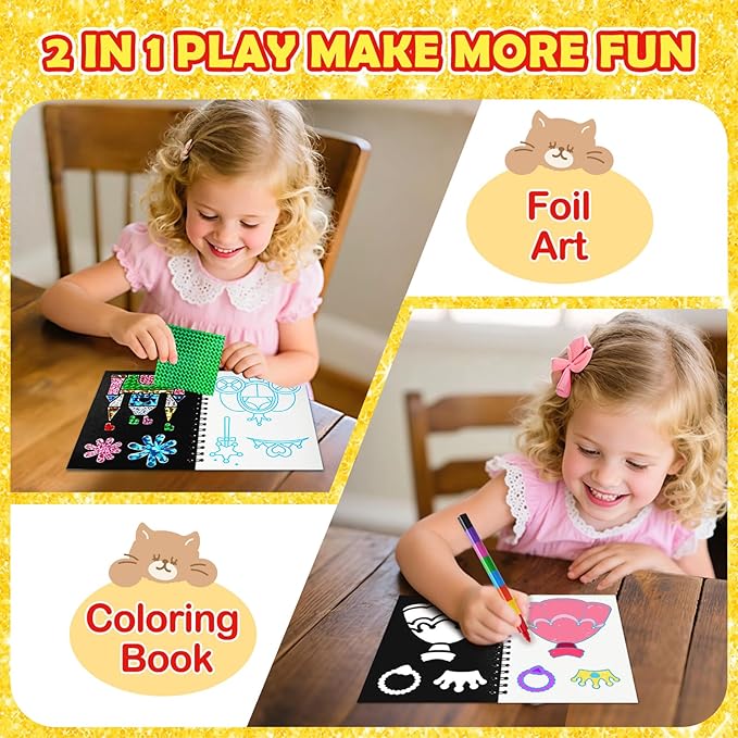 FUNNYB&G Foil Art Party Favors for Kids - 24 Pack Foil Art Crafts Kits Coloring Books, Goodie Bag Stuffers Party Favors for Kids 4-8 8-12, Bulk Birthday Classroom Prizes Girls Boys Gifts Halloween