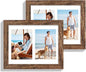 8.5x11 Picture Frame Set of 2, Rustic Brown Certificate Document Frames with Glass Collage Frame, Display Pictures Two 5x7 With Mat or 8.5 x 11 Without Mat for Wall Hanging or Tabletop