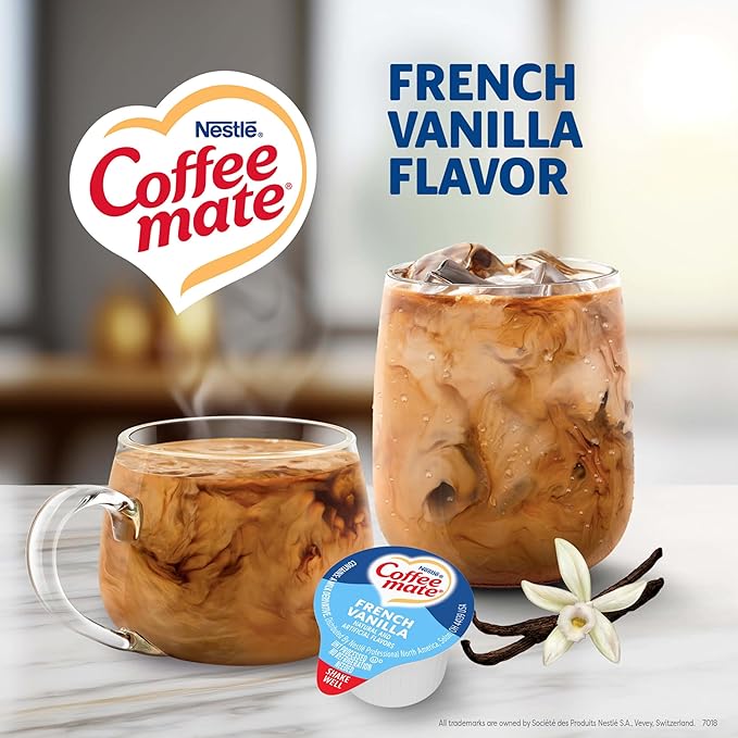 Nestle Coffee mate Coffee Creamer, French Vanilla, Liquid Creamer Singles, Non Dairy, No Refrigeration, 0.375 fl oz Tubs (Pack of 360)