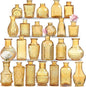 Amber Gold Glass Bud Vases Set of 24, Vintage Small Vases for Flowers, Clear Crystal Mini Style in Bulk, Small Flower Glass for Centerpieces Wedding Decorations Home Party Decor