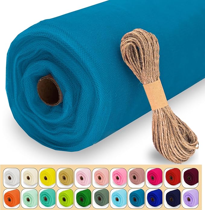Turquoise Tulle Fabric Roll, 54" x 40 Yards (120FT) Tulle for Wedding Decoration DIY Tutu Party Backdrop Baby Shower Table Skirts Gift Wrapping
