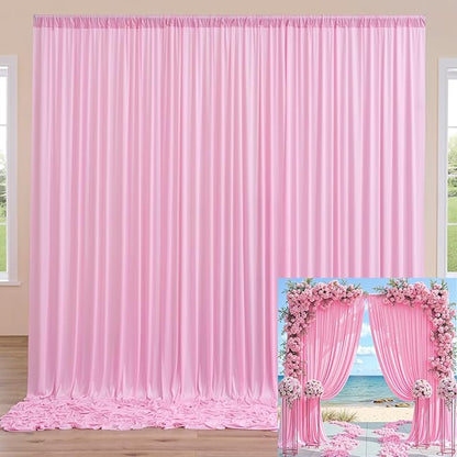 30ftx10ft Pink Backdrop Curtains for Party Background, Wrinkle Free Pink Photo Curtains Backdrop Drapes 6 Panels Back Drop Cloth for Wedding Birthday Photography Baby Shower Decor