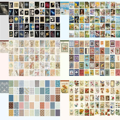 12 Sets 600 Sheets Washi Stickers for Journaling, Map Nature Celestial Portrait Boho Stickers Vintage Aesthetic Scrapbook Sticker Set for Bullet Journal Art Diary Card Craft Gifts Planner Notebook