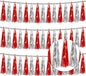 3P Metallic Fringe Tassel Banner Garland Foil Tinsel Streamer Wall Hanging Curtain Backdrop Banner for Parade Floats,Halloween Decorations, Christmas Day, Wedding Party Decoration(Red Silver)