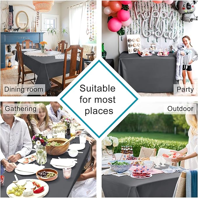 Hiasan Grey Rectangle Tablecloth - Waterproof Spillproof and Wrinkle Resistant Washable Polyester Table Cloth for Dining Party, 52 x 70 inch