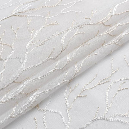 VISIONTEX Sheer Curtains 72 inch Length 2 Panels Set, Decorative Beige Coral Embroidery, Rod Pocket Embroidered Window Drapes for Living Room and Bedroom, 54" x 72"