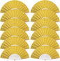 12 Pack Handheld Fan,Folding Hand Glitter Fan with Shining Transparent Fan Rib – Ideal for Wedding, Church, Festival, Dance, Tea Party, Club, and EDM Accessories, Yellow