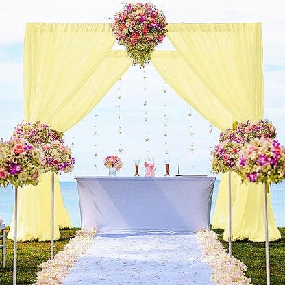 DUOBAO Yellow Chiffon Backdrop Curtain-2 Panels 58x120-Inch Wedding Backdrops Drape Yellow Curtains for Bedroom Voile Window Drapes Photography Background for Party Ceremony