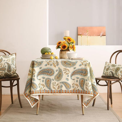 patdrea Designer French Vintage Small Square Table Cloth,Italian Floral Wrinkle Free Tablecloth,Home Table Cover Decor for Kitchen Dining,Christmas,Tea Party,Thanksgiving,55"x55"-Lysaniya