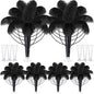 Yuxung 6 Sets Wedding Table Centerpiece Accessories Including 159 Pieces Natural Ostrich Feather Bulk Plastic Vases and Beads Necklaces for Wedding Home Party Centerpiece Supplies(Black)