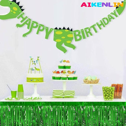 6 Pack 29x108 Inch Metallic Foil Fringe Tinsel Table Skirts Banner for Rectangle Tables Streamer Backdrop for Wedding, Birthday, Parade Floats, St Patrick Day Party Decoration(New Green)