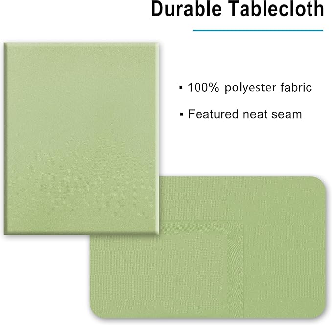 Hiasan Light Sage Rectangle Tablecloth - Waterproof Washable Polyester Fabric Table Cloth for Buffect Dining Birthday Party, 54 x 80 Inch