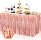 3 Pack 29x108 Inch Rose Gold Foil Fringe Table Skirts Metallic Banner for Tinsel Streamer Garland Backdrop for Parade Floats Wedding Thanksgiving Birthday Christmas Halloween Party Decoration