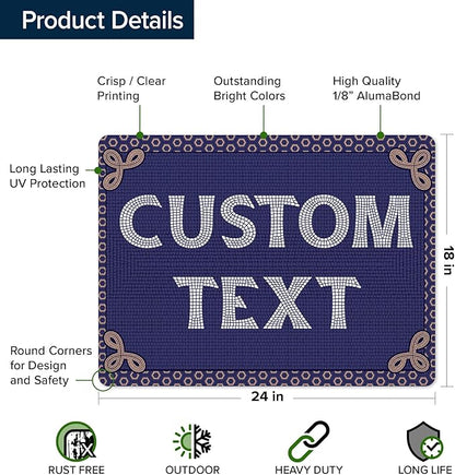 Custom Sign, Custom Street Sign, 11 Font Colors, 13 Font Styles, 4 Hole Options, 22 Sizes, 18x24 Inches, Rust Free DiBound, Fade Resistant, Made in USA by My Sign Center (Fauxsaic 1)