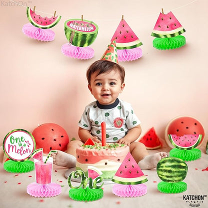 KatchOn, One In A Melon Centerpieces – Pack of 9 | One in a Melon Party Decorations | Watermelon Birthday Decorations, Watermelon Centerpieces for Tables for Birthday, Baby Shower, Summer Party Decor