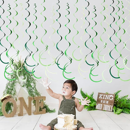 36Pcs Green Hanging Swirl Decorations Ombre Green Felt Swirl Streamer Spiral Ceiling Garland for Spring Summer Birthday Wedding Baby Shower Graduation Christmas St Patrick's day Holiday Party Supplies