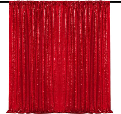 JYFLZQ Red Sequin Backdrop Curtains 8ft x 8ft 1 Panel Glitter Photo Booth Backdrops Sparkly Photography Background Drapes for Parties Wedding Bridal Showers