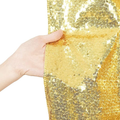 Poise3EHome 8Ft x 10Ft Gold Sequin Backdrop, Glitter Thick Satin Sequin Background Drapes,Sequence Xmas Thanksgiving Backdrop for Wedding Party Holiday Festival Decor