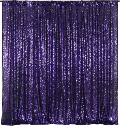 Poise3EHome Purple Sequin Backdrop,8FT x 10FT Sequin Photography Backdrop Curtain for Party Decoration, Purple