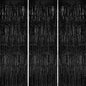 3 Pack Foil Fringe Backdrop - Black Shiny Tinsel Curtains for Party Decoration/Photo Booth Props - 3.3x8.2 FT Metallic Foil Backdrop for Birthday, Wedding, Graduation, Christmas.