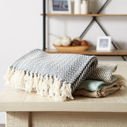 DII Woven Basic Tabletop Collection, Chevron Table Runner, 15x108, French Blue