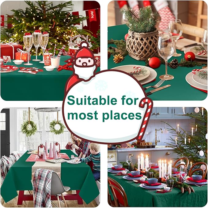 Hiasan Emerald Green Tablecloth for Rectangle Tables - Waterproof Washable Oblong Table Cloth for Dining Kitchen and Outdoor Use, 54 x 80 Inch
