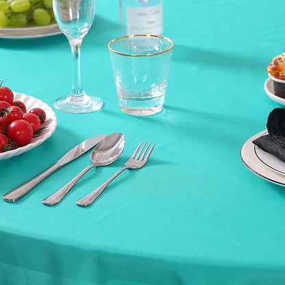 108 inch Round Tablecloth Washable Polyester Table Cloth Decorative Table Cover for Wedding Party Dining Banquet（108 inch,Turquoise）