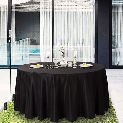 Ascoza 6pack 120 Inch Black Round Tablecloth in Polyester Fabric for Wedding/Banquet/Restaurant/Parties