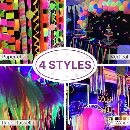 PartyWoo Purple Crepe Paper Streamers 4 Rolls 328 ft Pack of Neon Purple Crepe Paper for Graduation Baby Shower Halloween Birthday Party Decorations (1.8 Inch x 82 Ft/Roll), Purple-732