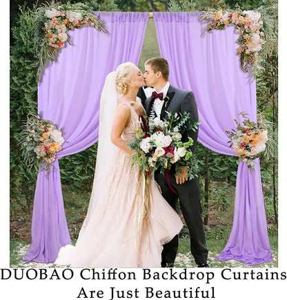 DUOBAO Lavender Wedding Backdrop Curtain Panels Photography Backdrops Drape 2-Pack 58"x96" Light Purple Sheer Chiffon Drapes for Ceremony Living Room Window Decor