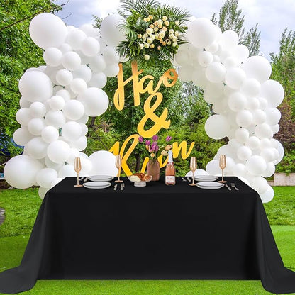 Fitable Black Tableclothes for Rectangle Tables, 6 Pack - 90 x 156 Inch - Reusable and Elegant Tablecloths, Polyester Fabric Table Covers for Wedding, Party, Banquet, Formal Events